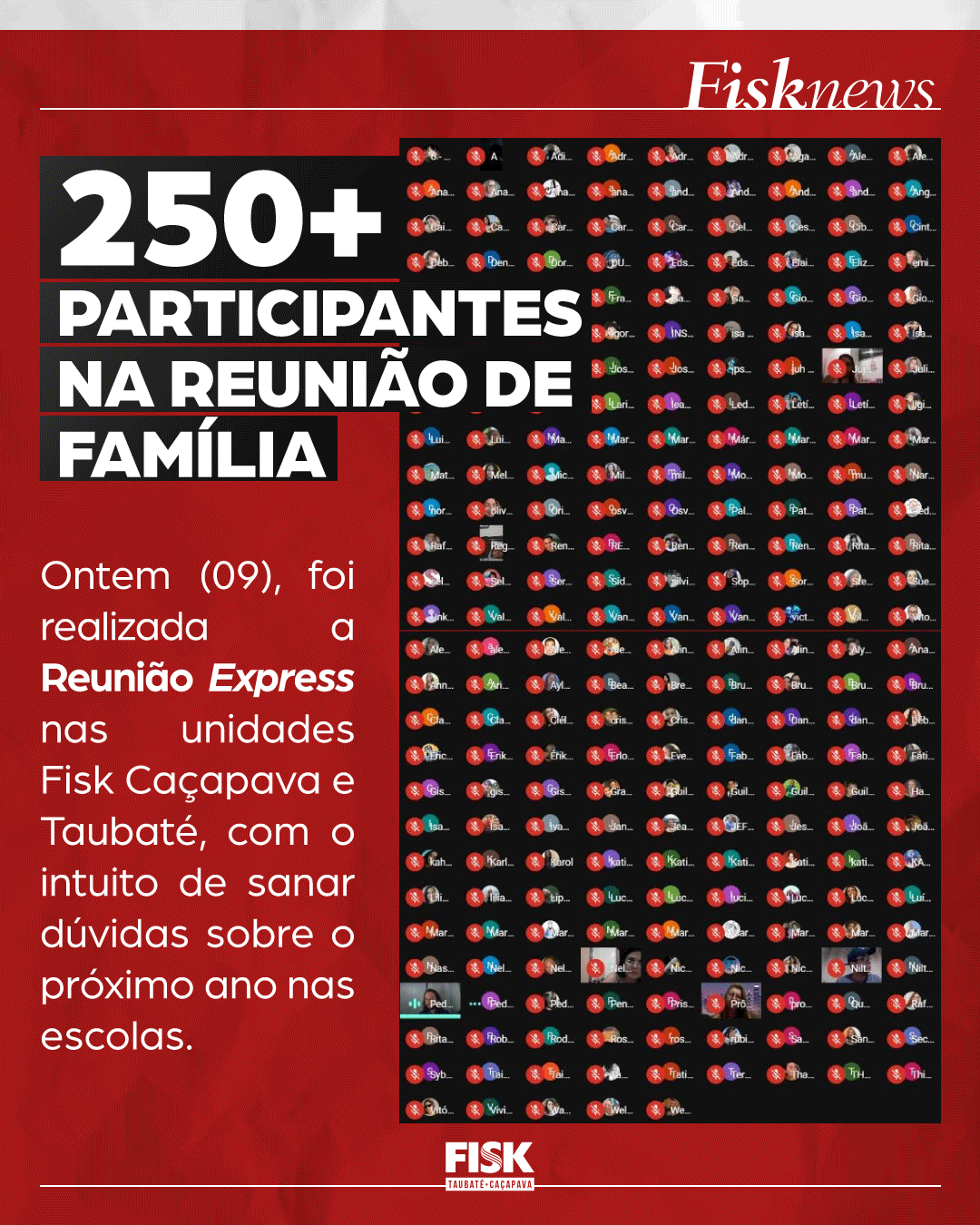 Fisk Caçapava e Taubaté/SP - 250+ PARTICIPANTES NA REUNIÃO DE FAMÍLIA